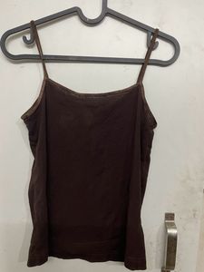 Women Basic Brown Net Top