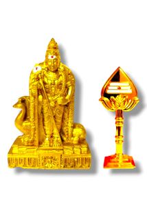 Murugan Statue With Free Small Size Golden Vel