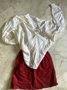 UNiQLO Stylish Red Corduroy Mini Skirt &amp;Top