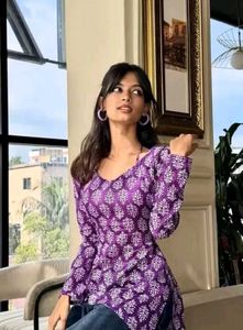 Purple Printed Kurta
