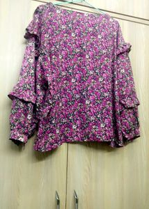 Y2k Korean Women's Floral Long Sleeve Blouse Top