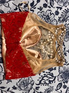 Red Lace &amp; Embellished Blouse