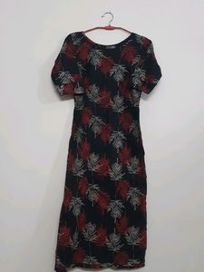 Cotton Straight Black Long Kurti