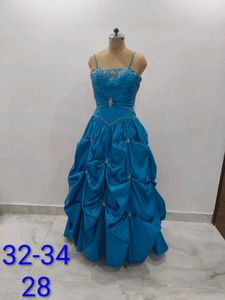 Teal Satin Formal Dress