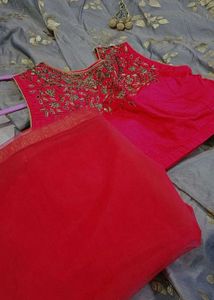 Red &amp; Grey Embellished Lehenga Set