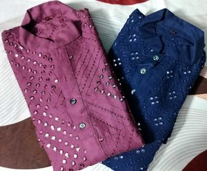 NAVY BLUE MIRROR WORK KURTA
