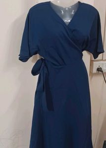 Korean Flare Waist-Tie Wrap Dress