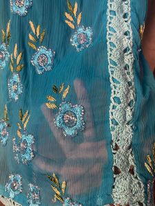 Blue Embroidered Tunic Top
