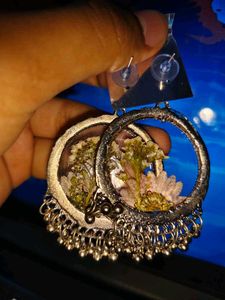 Handmade Resin Jhumke With Real Pressed Flowers |