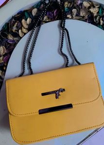 Yellow Chain Crossbody Bag