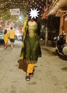 Green & Gold Embroidered Salwar Kameez Set