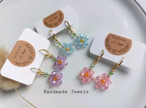Beaded Crystal Flower Earrings