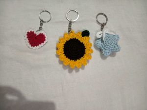 Combo: Handmade Crochet Muffler, Scarf &amp; Keychain