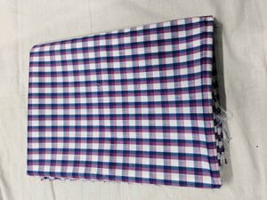 Violet Navy Blue checked shirt fabric Unstitched
