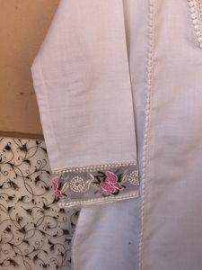 Elegant White Embroidered Kurta Set