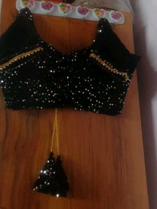 Stunning Black Sequin Saree with Blouse