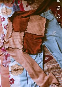 Combo Blue Jeans And Brown Top ( Read Description)