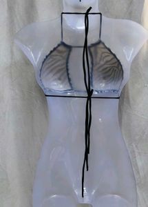 1241. Zebra Print Halter Bikini Top