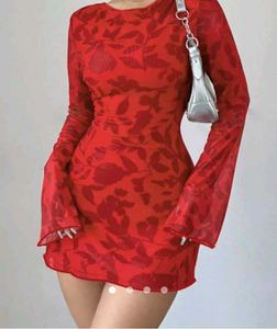 Red Floral Mini Dress