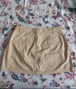 Beige Pleated Mini Skirt