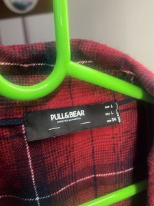 Pull&amp;bear Red Plaid Flannel Shirt