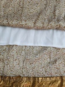 Elegant Cream &amp; Gold Anarkali Dress