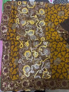 Beautiful Brown &amp; Mustard Saree with Embroidery