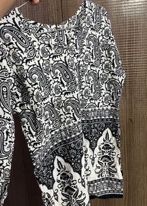 Boho Ethnic Pattern White Short Kurti