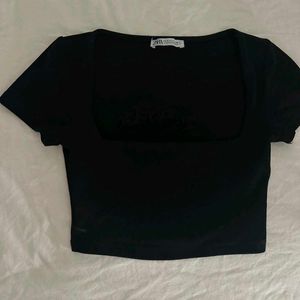 Zara Basic Black Crop Top