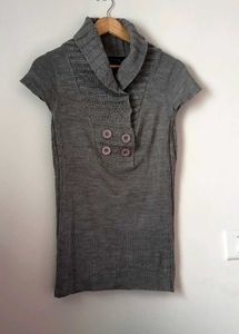 Gray Short Sleeve Sweater Top