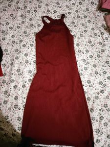 Maroon Halter Neck Dress