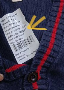 New Wit tag Boys Blue Sweater Vest 7 to 11yrs