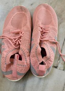 Pink Knit Slip-On Sneakers