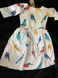 Bird Print Midi Dress