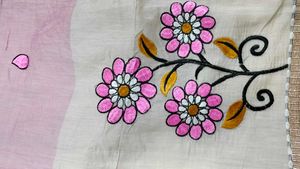Floral Embroidered Fabric Saree With Blouse
