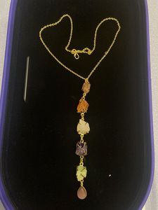 Natural Gemstone Tie Pendant Necklace