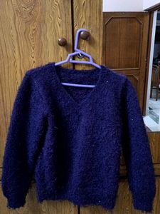 Cozy Purple Knit shimmer Sweater