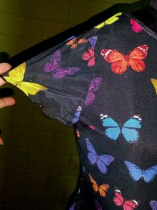 Shein Butterfly Print Mesh Top