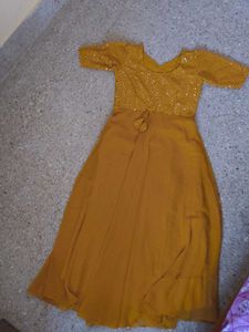 It's a Beautiful Mustard Yellow Ethnic Dress F