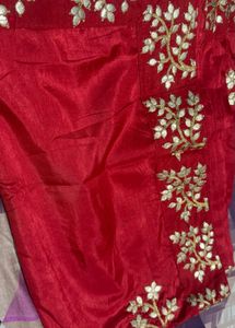 Red & Gold Embroidered Saree