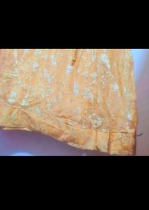 Navy Blue Blouse &amp; Golden Skirt Set For 36 Bust