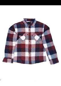 Maroon &amp; navy plaid flannel shirt