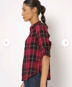 Women Red And Black Checked Casual Shirt