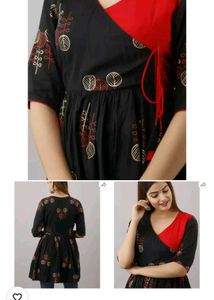 Angrakha Black & Red Printed Top