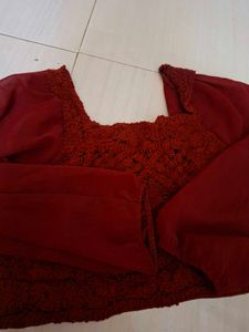 Red Embroidered Top
