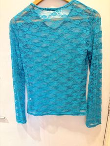 Beautiful Blue Lace Long Sleeve Top