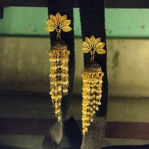 Slanted Leher Long Jhumka Earrings