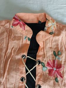 Peach Embroidery Kurta