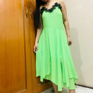 Lime Green Lace Trim Maxi Dress
