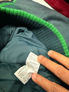 Lacoste Zip-Up Lambswool Knit Cardigan